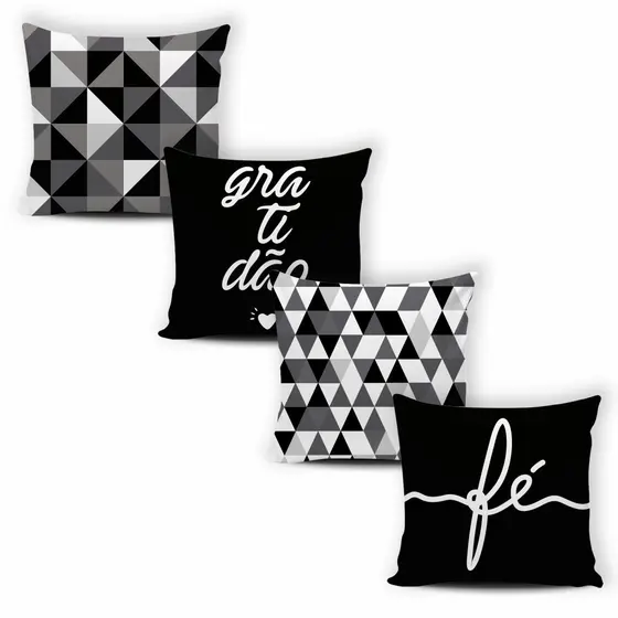 Kit 04 Capas de Almofada Decorativas Modernas Luxo - 014
