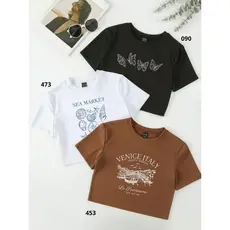 Kit 3 Croppeds Feminino Blusa Estampa 100% algodão Tendencia novidade blogueira moda oversized