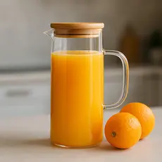 Jarra De Vidro Com Tampa Bambu 1L Suco Chá Hermética Com Vedação