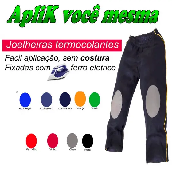 1 Par Joelheira Termocolante Reforço Calça Infantil  UNIFORME ESCOLAR sem Costura