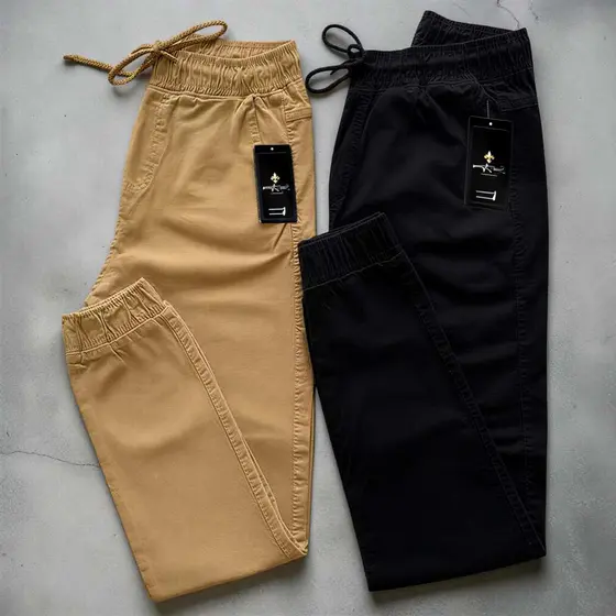 Calça Jogger Masculina Linha Premium Sarja com Punho Cintura Ajustável Casual Moda Masculina 4 Bolsos Moda homem Bonito