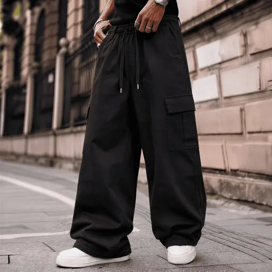 Calça Cargo Masculina Feminina 6 Bolsos Skate Larga Cordão Ajustável Casual Streetwear Premium Confortável moda homem