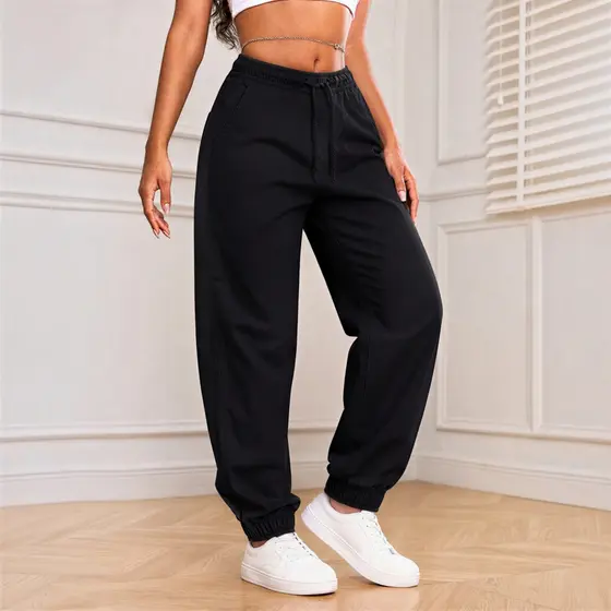 Calça Feminina Jogger Elastano com Punho Bolsos Cintura Ajustável Moda Casual Fashion Premium Confortável Alta Qualidade