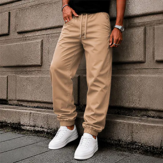 Calça Jogger Masculina Sarja Jeans 4 Bolsos Punho Elástico Slim Casual Streetwear Premium Confortável Moda homem bonito