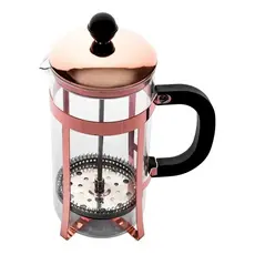 Cafeteira Prensa Francesa Rose Gold Em Vidro Aço Inox 600ml
