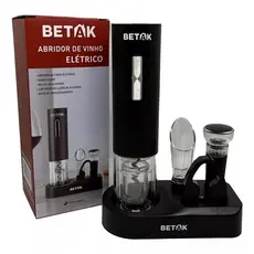 Abridor De Vinho Automático Base Recarregável Preto