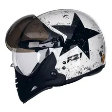 Capacete Moto Peels F-21 Old Tank Aberto Branco Preto