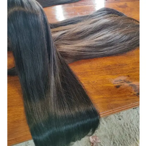 Cabelo Russo misturado c/ humano ✨75cm✨ 300g mega hair preto/cast aplique fibra russa humanizada cabelo orgânico natural