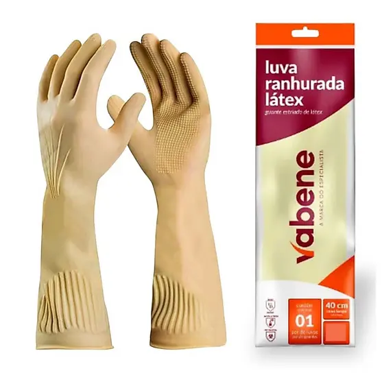 Luva Latex De Borracha Grossa Cano Longo Limpeza Pesada