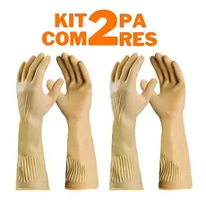 2 Pares Luva De Borracha Grossa Cano Longo Limpeza Pesada