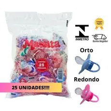 Chupeta Bico de Silicone Anatômico Ventilada Premium - Kit com 25 chupetas Bebê Menina Menino