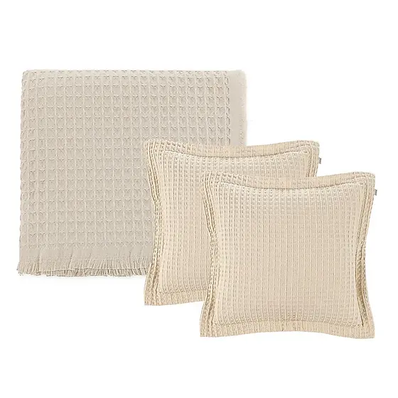 Conjunto Kit Para Cama e Sofá Manta e Almofadas 100% Algodão Texturizadas Denver Karsten