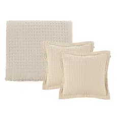 Conjunto Kit Para Cama e Sofá Manta e Almofadas 100% Algodão Texturizadas Denver Karsten