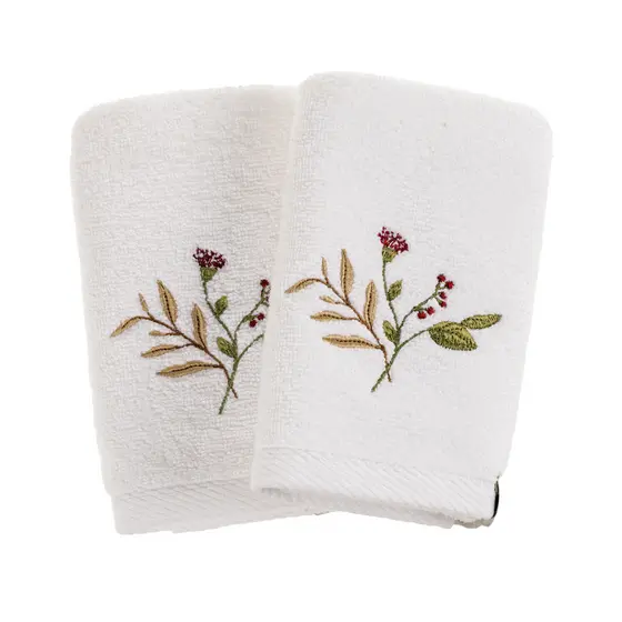 Jogo com 2 Toalhas de Lavabo para Mãos e Rosto 100% Algodão Com Bordado 500g/m² Karsten