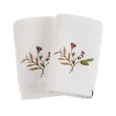 Jogo com 2 Toalhas de Lavabo para Mãos e Rosto 100% Algodão Com Bordado 500g/m² Karsten