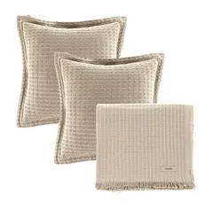 Kit Para Cama e Sofá Manta e Almofadas 100% Algodão Texturizadas Atlanta Karsten