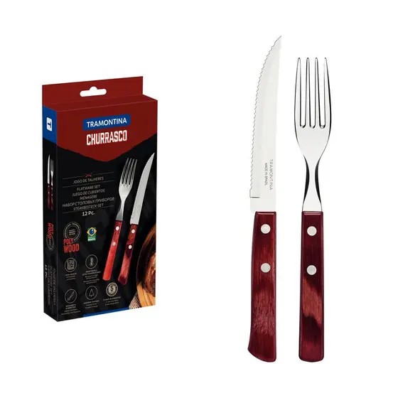 Faqueiro Tramontina Churrasco 12 Peças com Cabos de Madeira Polywood