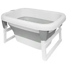 Banheira Dobrável 80 Litros Compacta Com Degrau Banho Infantil C/ Válvula Sensor Suporte Porta Sabonetes e Shampoo BUBA
