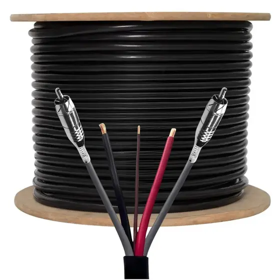 Cabo Fio 5 Vias Rack Som Paredão 15 Metros 4 Conector Rca