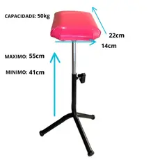Suporte Tripé com Regulagem de Altura Rosa para Manicure e Pedicure