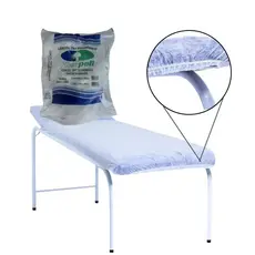 100 Lençol P/Maca TNT Econômico Descartável 2,00x0,90 Branco C/Elástico Flexpell