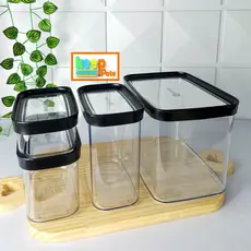 Kit 4 Potes Herméticos Armazenamento de Mantimentos Empilhável Organizador Armário Despensa Cozinha