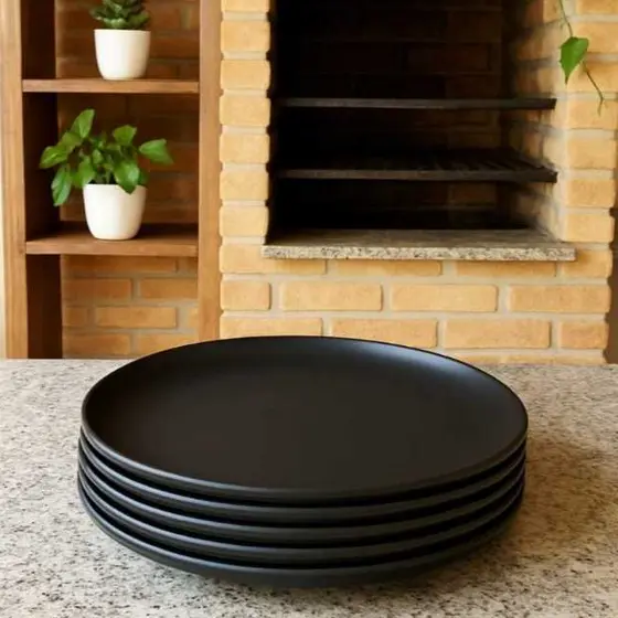 Jogo 2 / 4 ou 6 Pratos Rasos para Churrasco Refeições 26 x 26 x 2 cm de Plástico resistente