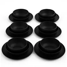 kit Pratos Raso Fundo Bowl de Plástico com 3 ou 6 peças Jogo de Jantar Mesa Posta