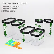 6 Potes Herméticos em Acrílico Cristal para Cozinha e Design Empilhável Organizador para Mantimentos