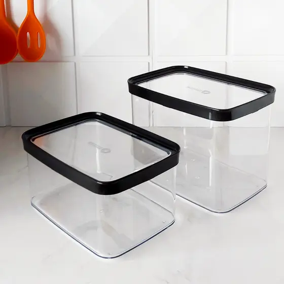 Kit 2 Potes Herméticos 4,0 Litros 2,5 Litros Organizador de Mantimentos em Acrílico