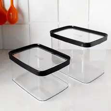 Kit 2 Potes Herméticos 4,0 Litros 2,5 Litros Organizador de Mantimentos em Acrílico