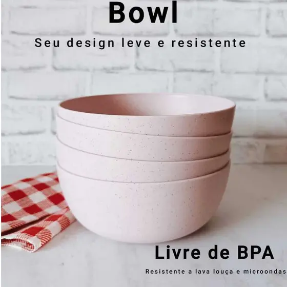 kit 4 ou 6 Bowl Tigelas Sobremesa Cumbuca Lanches e Porções de Plástico Resistente
