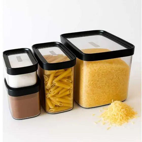 Kit 4 Potes herméticos Resistentes Empilháveis ideal para Despensa e Geladeira
