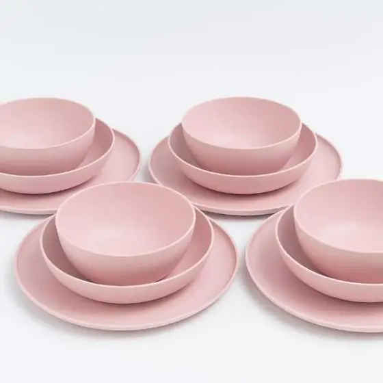 Jogo Pratos Aparelho De Jantar de Plástico BPA FREE 12 Peças Varias Cores