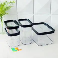 Kit 4 Potes Herméticos Acrílico Cristal Empilháveis Porta Mantimentos Cozinha 2,5L 1,5L 1L e 450ml