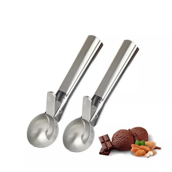 Conjunto de 2 Colheres de Sorvete em Aço Inoxidável para Uma Experiência de Degustação