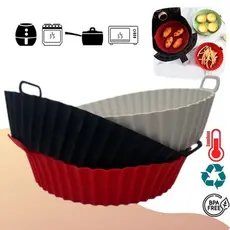 Forma Air Fryer Silicone Reutilizável Antiaderente Redonda Forma De Silicone