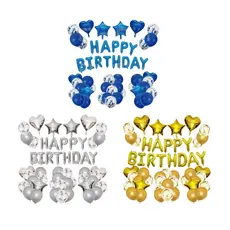 Kit Decoração Prata Happy Birthday Balões Metalizados Festa Aniversário