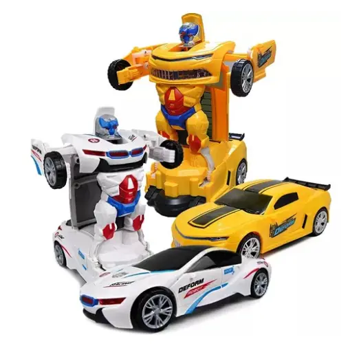Carro Transformer Robô Carrinho Som Luz Brinquedo Amarelo Branco