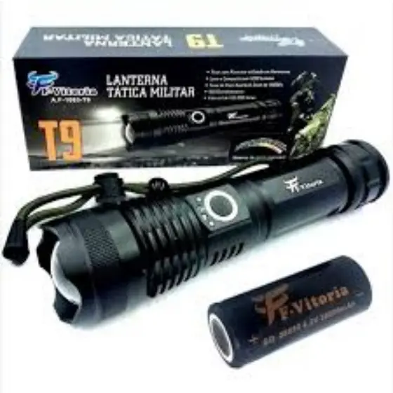 Lanterna tatica militar T9 bateria de longa duração