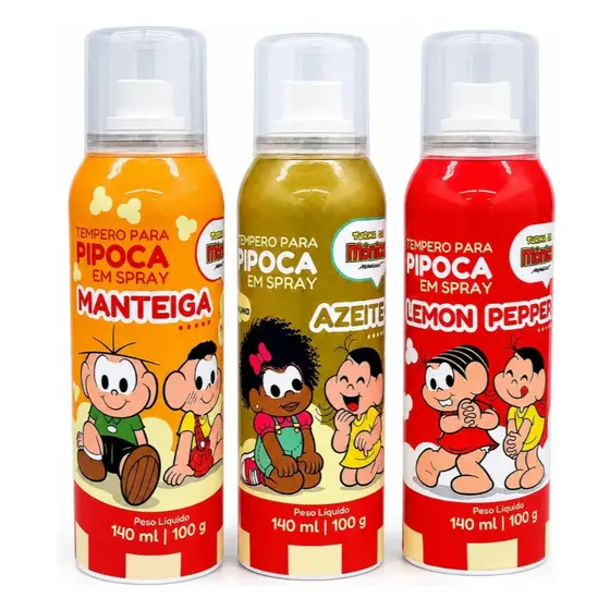 Tempero Spray Para Pipoca Sabor Manteiga + Azeite + Lemon Pepper