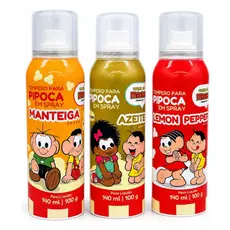 Tempero Spray Para Pipoca Sabor Manteiga + Azeite + Lemon Pepper