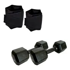 Kit Fisioterapia - Par De Caneleira 2kg + Par De Halter sextavado pintado 1kg