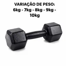 Halter Sextavado Pintado Unid 6 a 10 kg One Life Sports Treino em Casa Musculação Funcional Peso