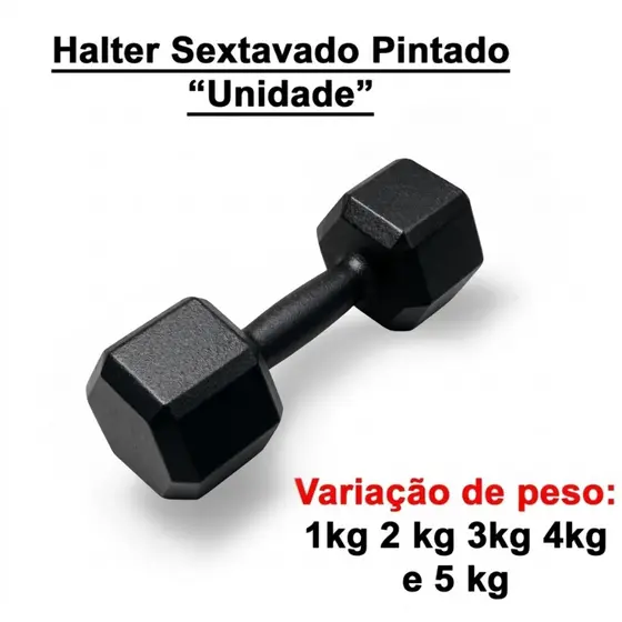 Halter Sextavado Pintado Unidade 1 a 5 kg One Life Sports Treino em Casa Musculação Funcional Peso