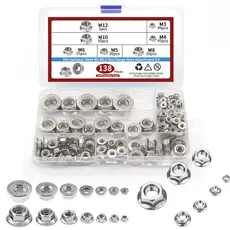 KIT 138 PORCAS FLANGEADA SEXTAVADA AÇO INOX M5 M6 M8 M10 M12