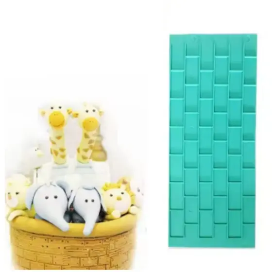 FORMA MOLDE SILICONE TIJOLO PAREDE PEDRA FONDANT BISCUIT