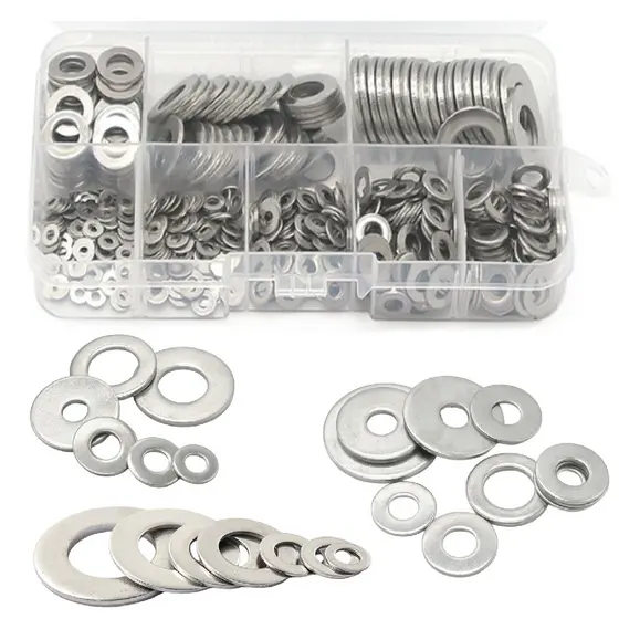 KIT 550 ARRUELAS PLANAS AÇO INOX M2 M2.5 M3 M4 M5 M6 M8 M10