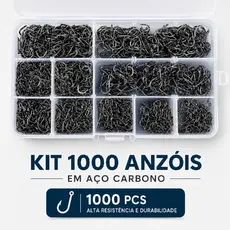 KIT 1000 ANZOIS ANZOL AÇO CARBONO PESCA PESCARIA 03 A 12