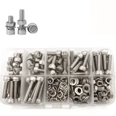 KIT 216 PARAFUSOS SOQUETE HEXAGONAL PORCAS ARRUELAS AÇO INOX ALLEN